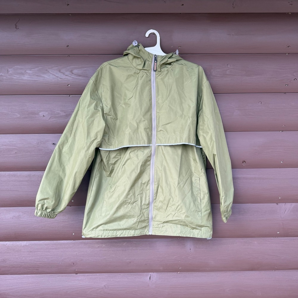 Cold Storage Foul Weather Gear Windbreaker Jacket Mens M Green Reflective Hooded